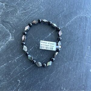 Black Onyx and Mother of Pearl Bracelet